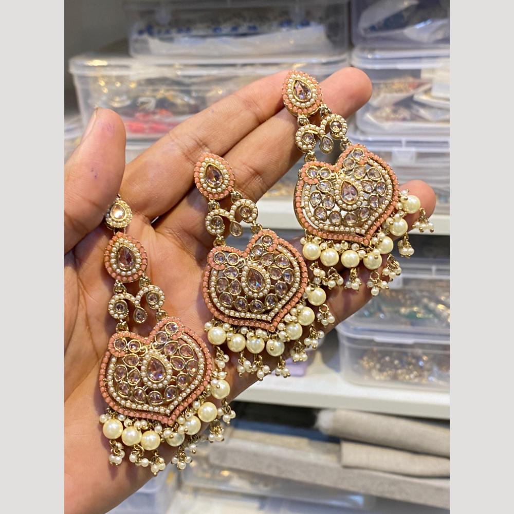 Hira Collections Designer Crystal Stone & Beads Earrings With Maangtikka for Every Occasion