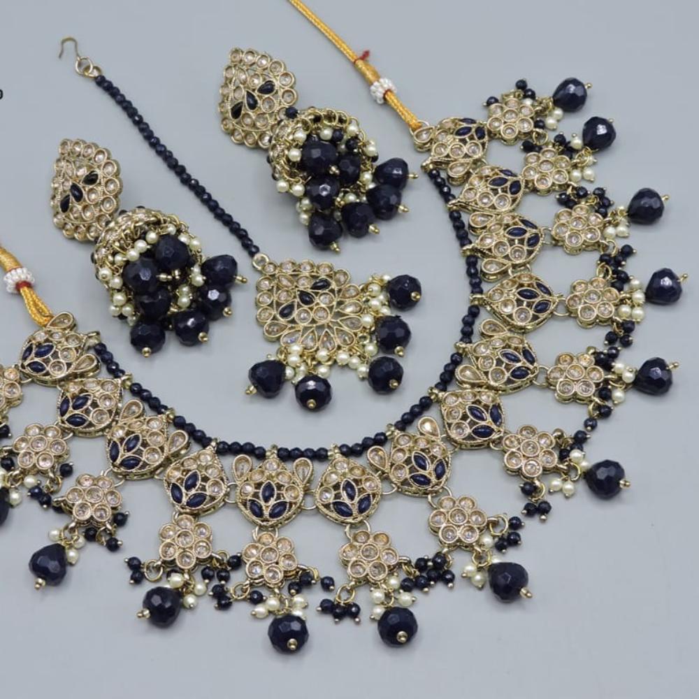 Hira Collections Designer Crystal Stone & Beads Necklace set Perfect for Weddings Celebrations