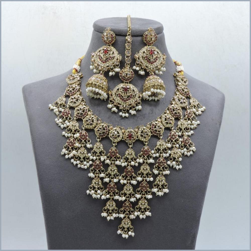Hira Collections Elegant Austrian Stone Necklace Set For Festive Functions & Special Events