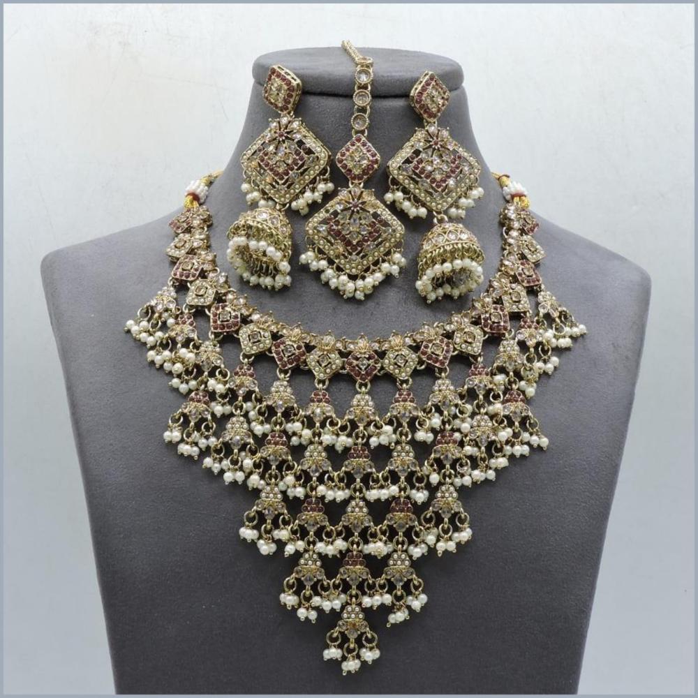 Hira Collections Stunning Austrian Stone Necklace Set For Festive Functions & Special Events