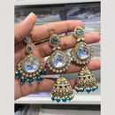 Hira Collections Sparkling Crystal Stone & Beads Earrings With Maangtikka