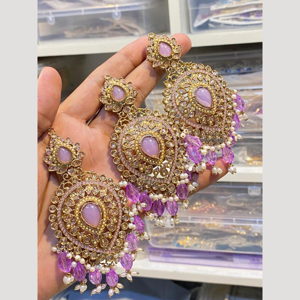 Hira Collections Elegant Crystal Stone Necklace Set with Matching Earrings for Festive Wear