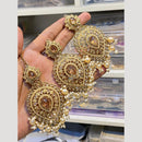 Hira Collections Elegant Crystal Stone Necklace Set with Matching Earrings for Festive Wear