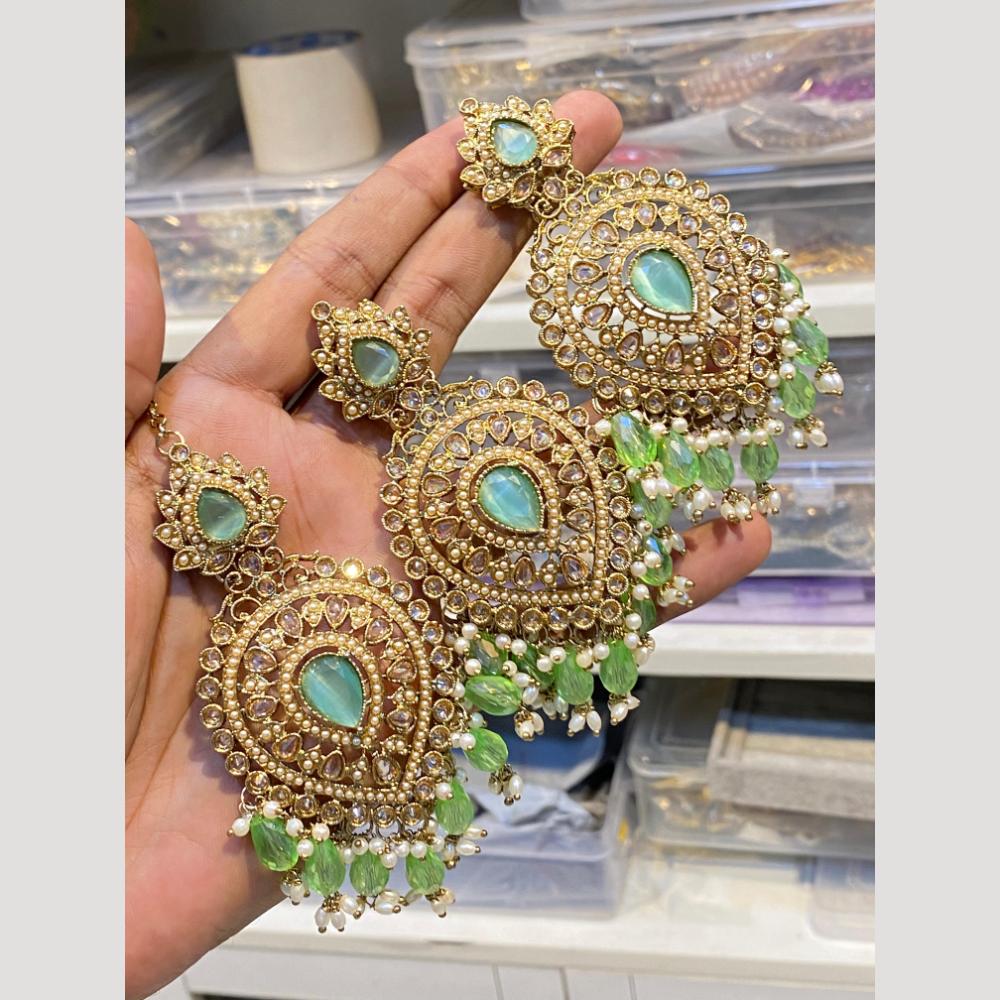 Hira Collections Elegant Crystal Stone Necklace Set with Matching Earrings for Festive Wear