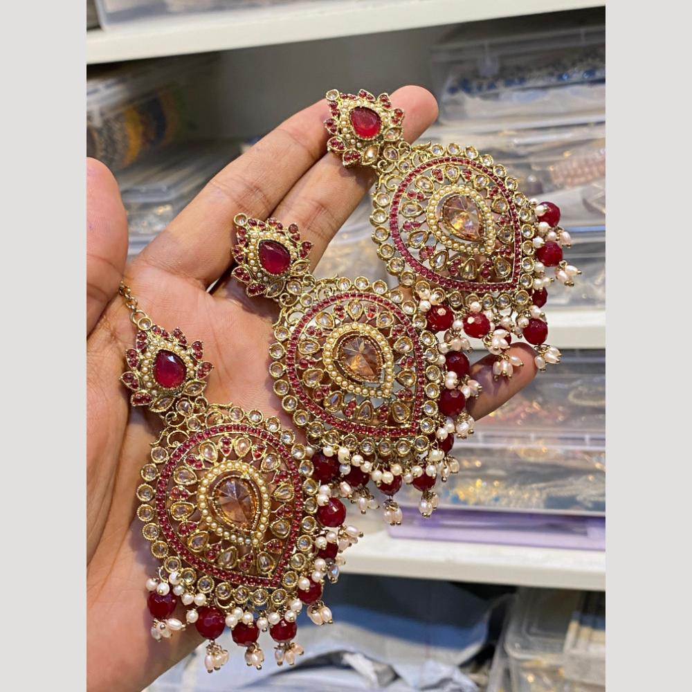 Hira Collections Elegant Crystal Stone Necklace Set with Matching Earrings for Festive Wear
