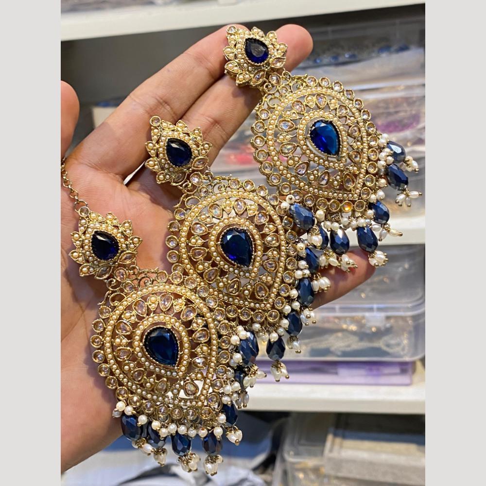 Hira Collections Elegant Crystal Stone Necklace Set with Matching Earrings for Festive Wear