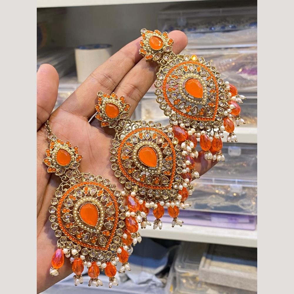 Hira Collections Elegant Crystal Stone Necklace Set with Matching Earrings for Festive Wear