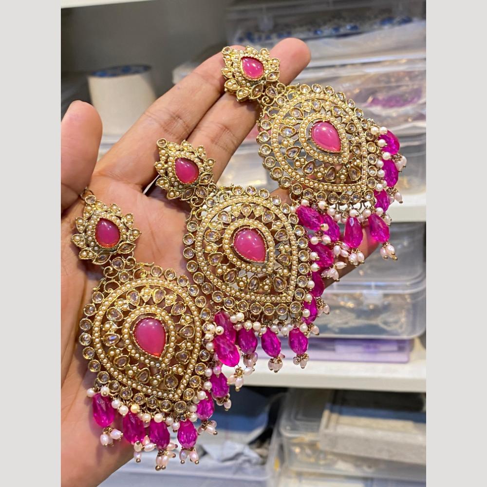 Hira Collections Elegant Crystal Stone Necklace Set with Matching Earrings for Festive Wear
