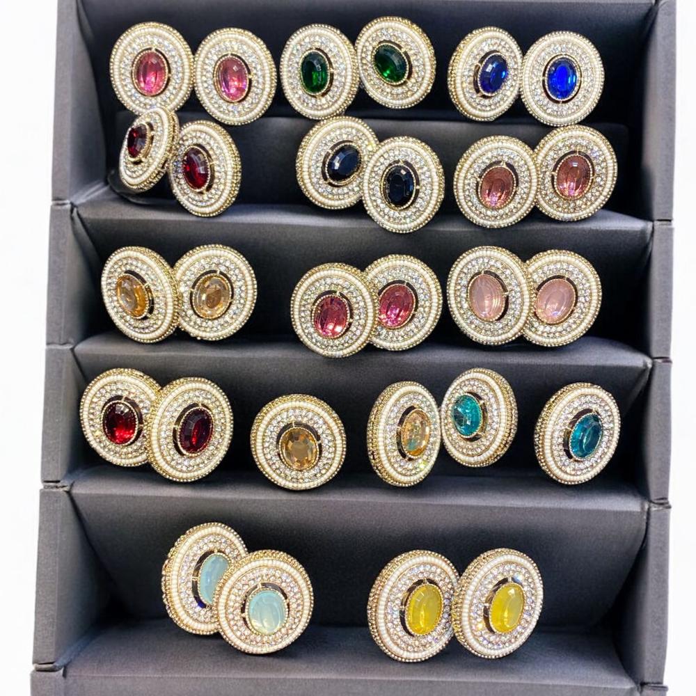 Hira Collections Austrian Stone Studs Earrings (Assorted Color)
