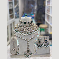 Hira Collections Dazzling Crystal & Beads Semi Bridal Necklace Set
