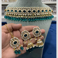 Hira Collections Designer Kundan Stone Pearl And Beaded Choker Set