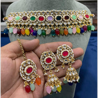 Hira Collections Designer Kundan Stone Pearl And Beaded Choker Set