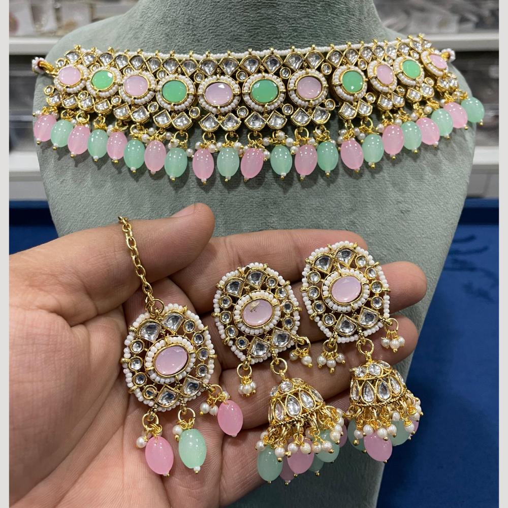 Hira Collections Designer Kundan Stone Pearl And Beaded Choker Set
