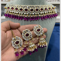 Hira Collections Designer Kundan Stone Pearl And Beaded Choker Set