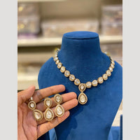 Hira Collections Antique Finish Pota Stone Necklace Set