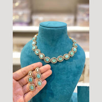 Hira Collections Antique Finish Pota Stone And Austrian Stone Necklace Set