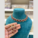 Hira Collections Antique Finish Pota Stone And Austrian Stone Necklace Set