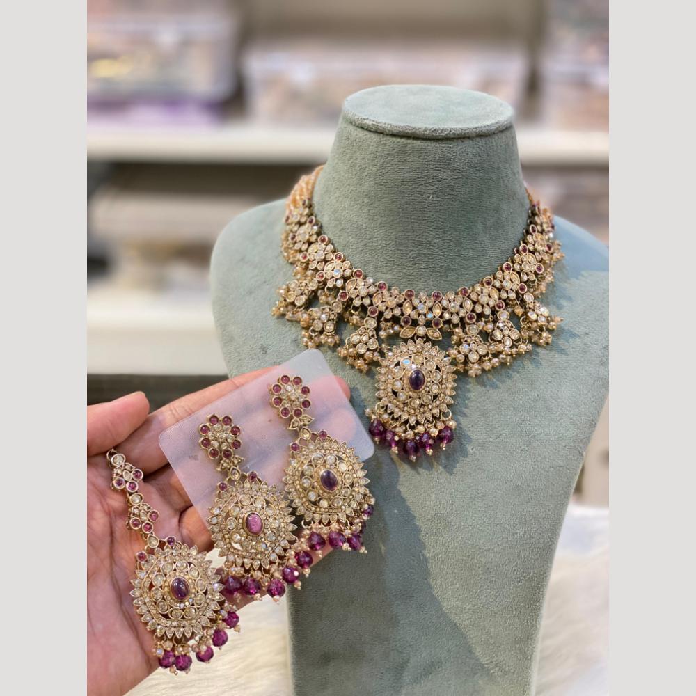 Hira Collections Vintage Style Austrian Stone And Beads Necklace Set