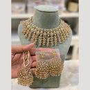 Hira Collections Statement Crystal Stone And Pearl Choker Necklace Set