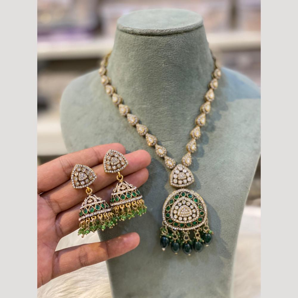 Hira Collections Vintage Style Austrian Stone And Beads Necklace Set