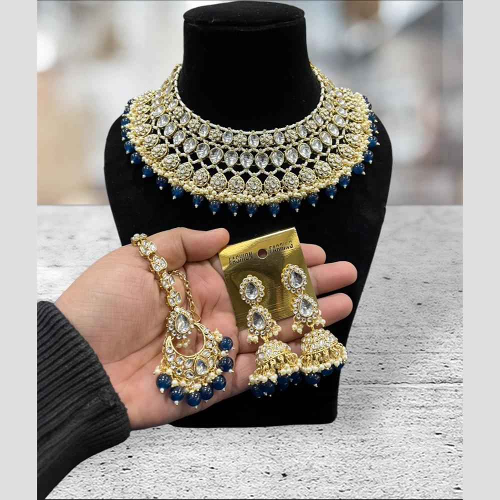Hira Collections Royal Kundan Stone Pearl And Beads Necklace Set