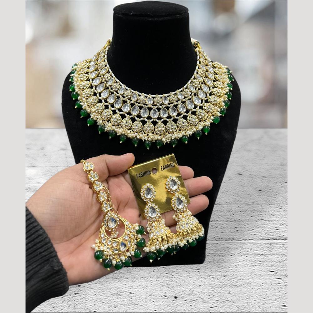Hira Collections Royal Kundan Stone Pearl And Beads Necklace Set