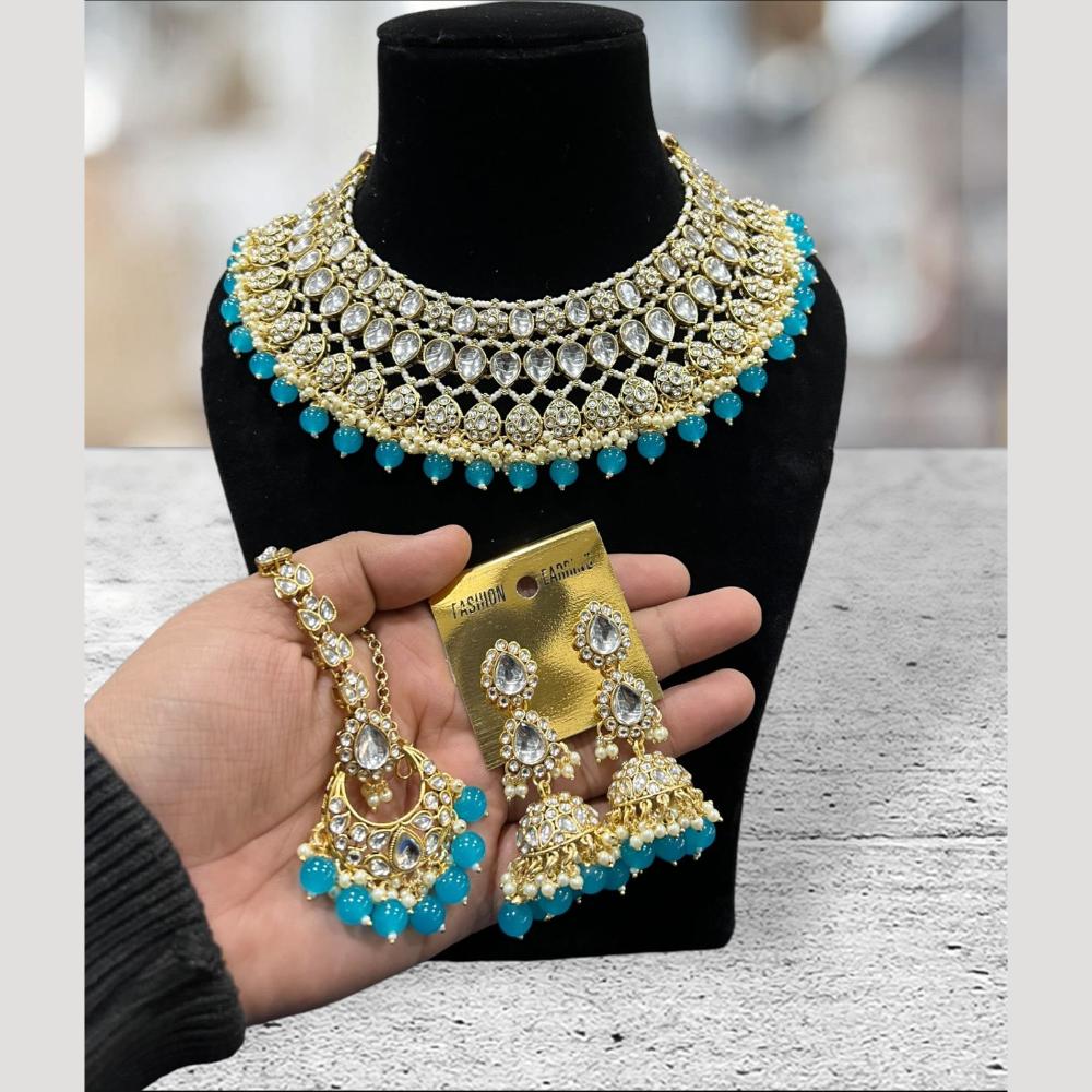 Hira Collections Royal Kundan Stone Pearl And Beads Necklace Set