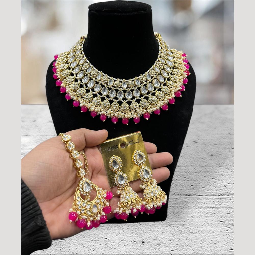 Hira Collections Royal Kundan Stone Pearl And Beads Necklace Set