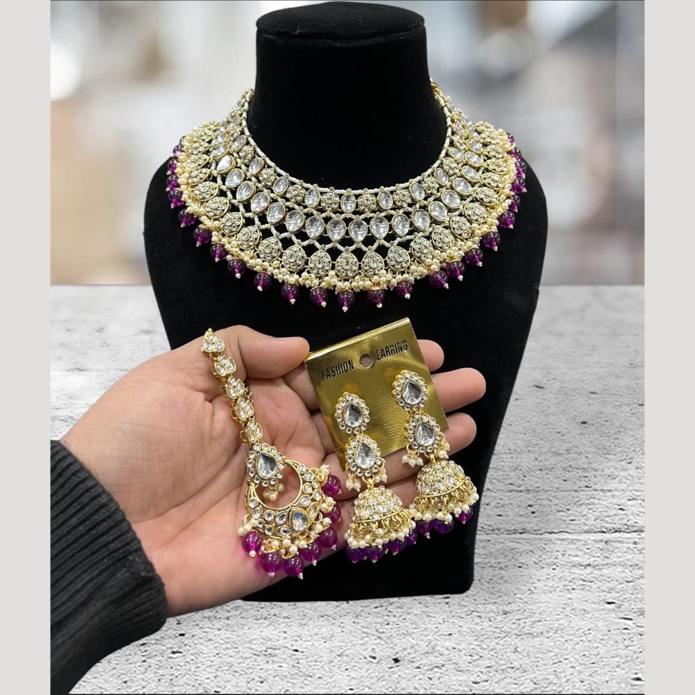 Hira Collections Royal Kundan Stone Pearl And Beads Necklace Set