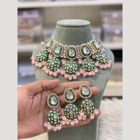 Hira Collections Royal Kundan Stone Pearl And Beads Meenakari Necklace Set