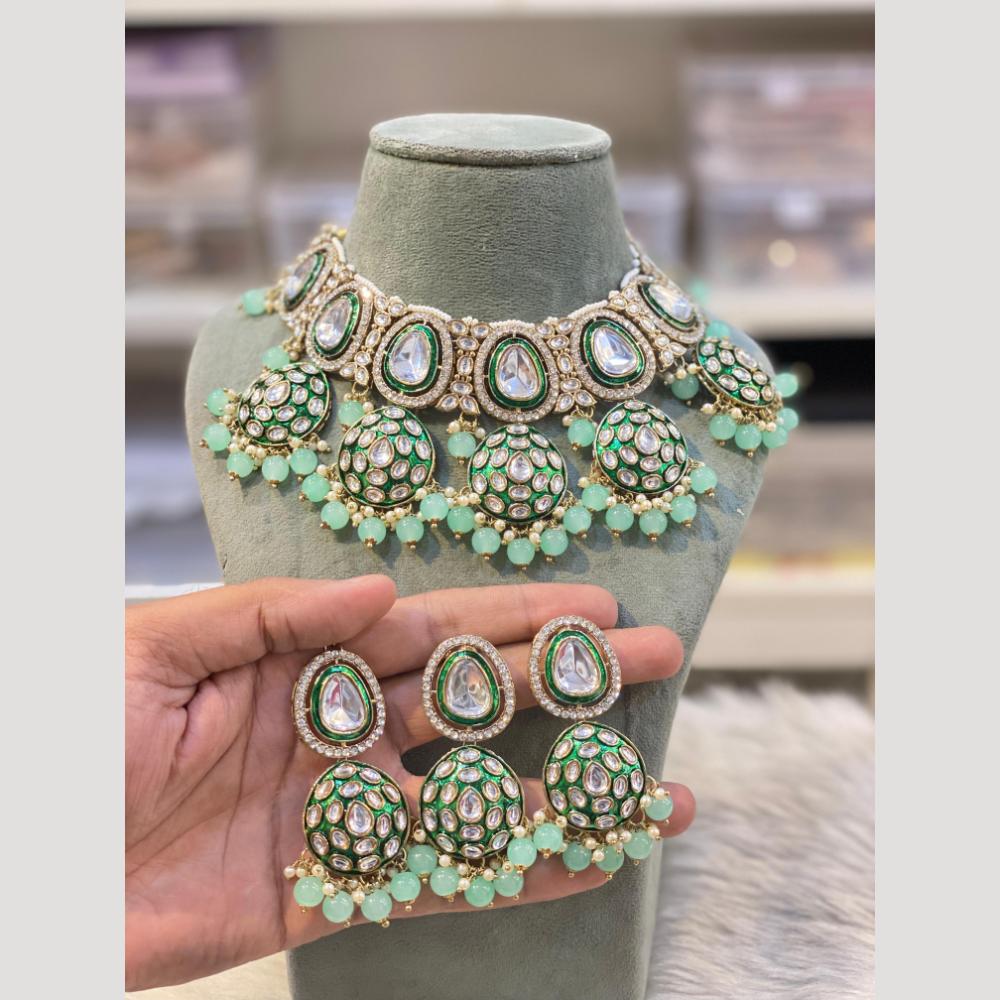 Hira Collections Royal Kundan Stone Pearl And Beads Meenakari Necklace Set