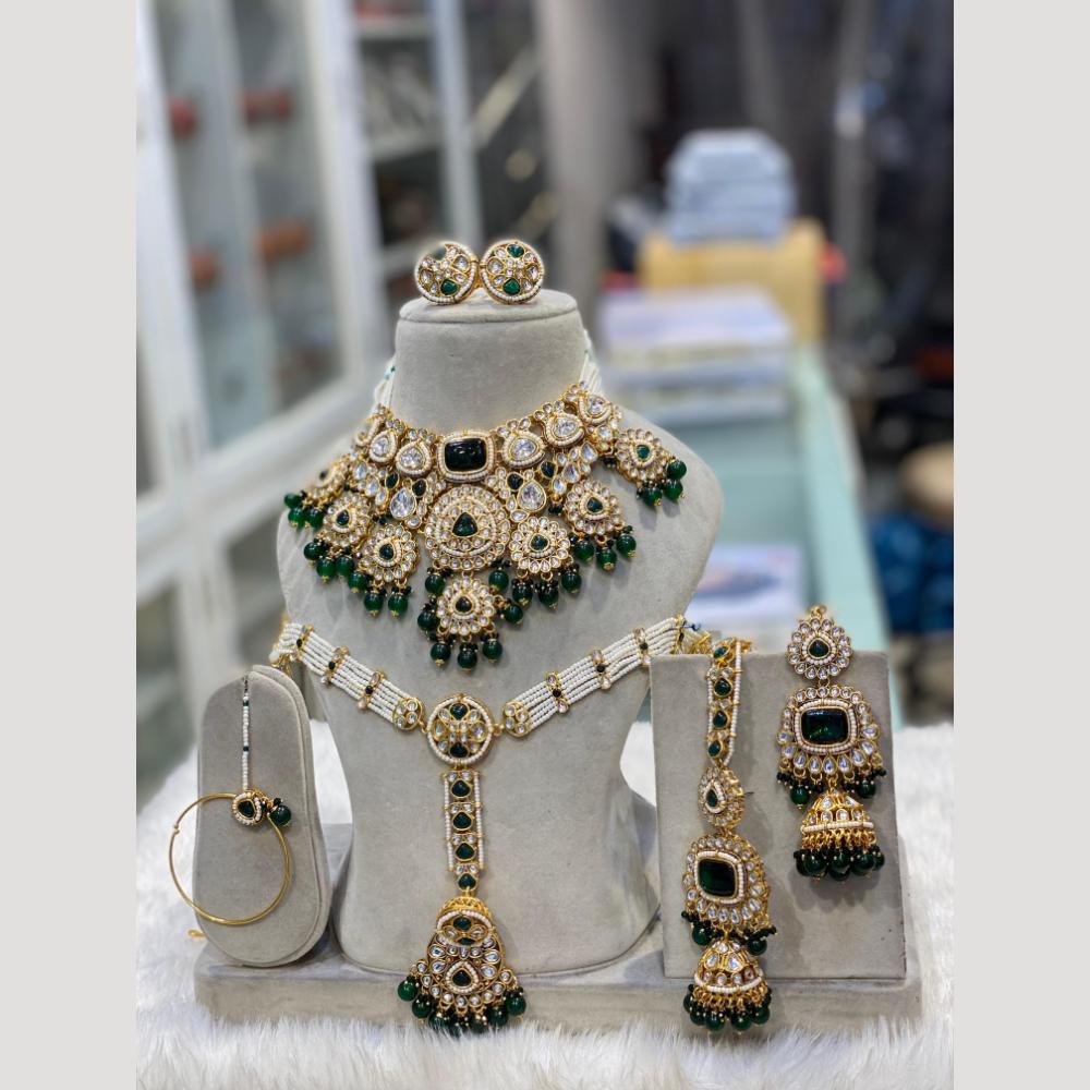 Hira Collections Royal Kundan Stone Pearl And Beads Meenakari Necklace Set