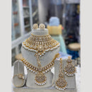 Hira Collections Luxury Kundan Stone Beads Semi-Bridal Necklace Set