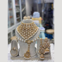Hira Collections Luxury Kundan Stone Beads Semi-Bridal Necklace Set