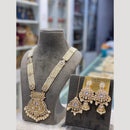 Hira Collections Premium Kundan And Austrian Stone Pearl Semi Long Necklace Set