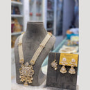 Hira Collections Premium Kundan And Austrian Stone Pearl Semi Long Necklace Set