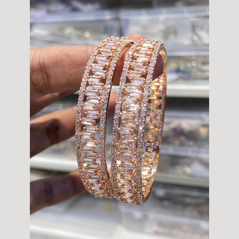 Hira Collections Glamorous Austrian Stone And American Diamond Premium Bangles Set