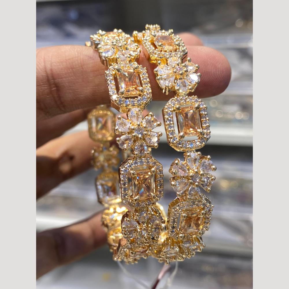 Hira Collections Glamorous Austrian Stone And American Diamond Premium Bangles Set