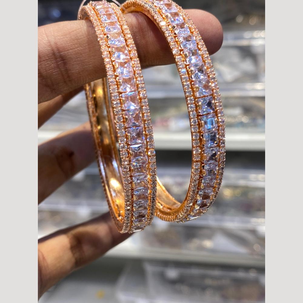 Hira Collections Glamorous Austrian Stone And American Diamond Premium Bangles Set