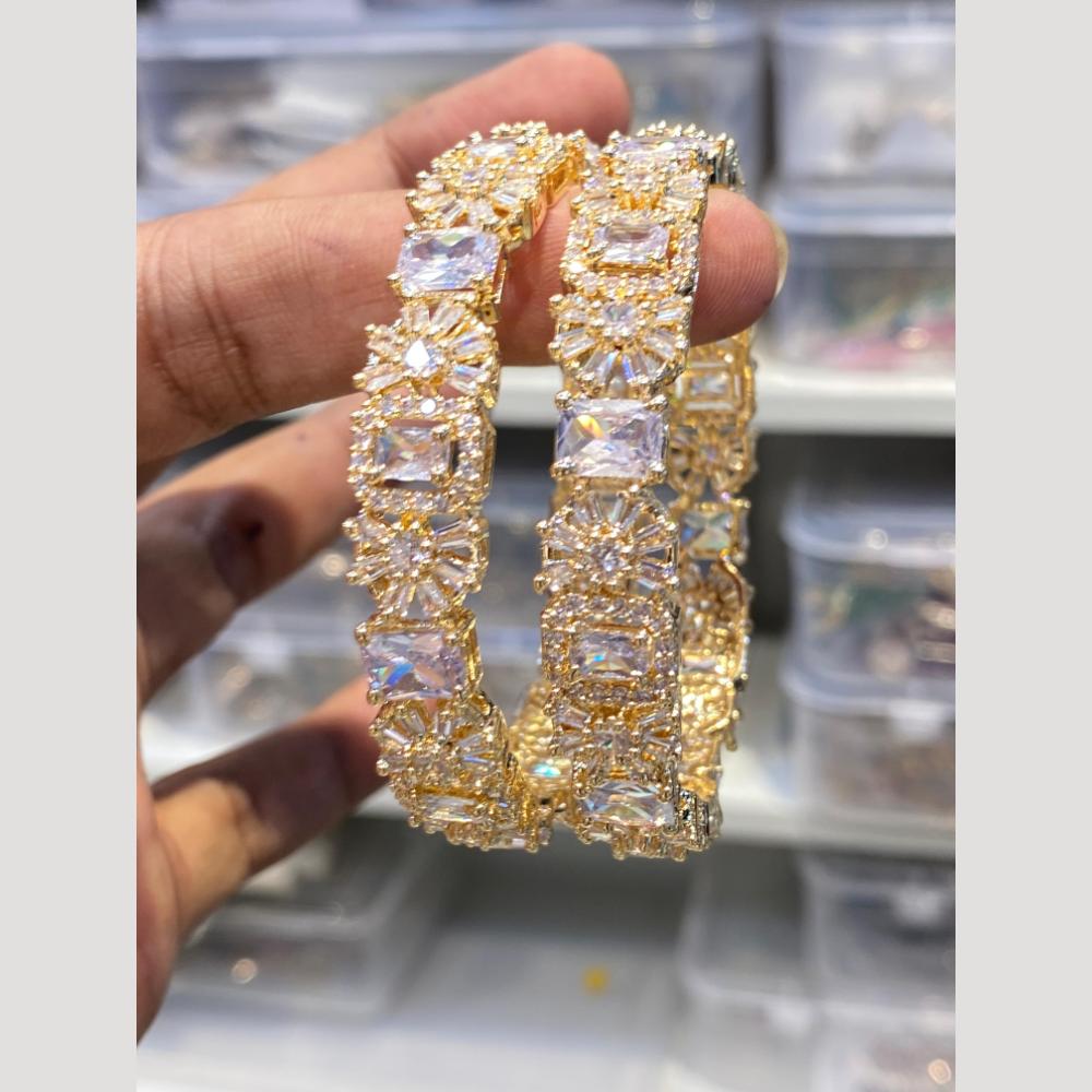 Hira Collections Glamorous Austrian Stone And American Diamond Premium Bangles Set