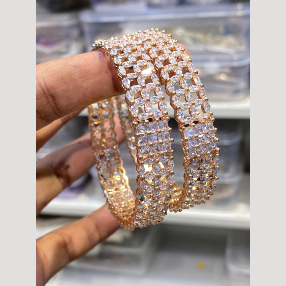 Hira Collections Glamorous American Diamond Premium Bangles Set