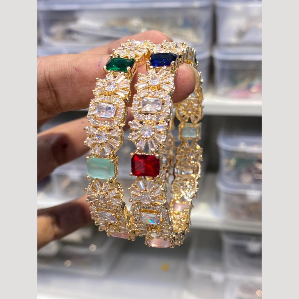 Hira Collections Glamorous American Diamond Premium Bangles Set