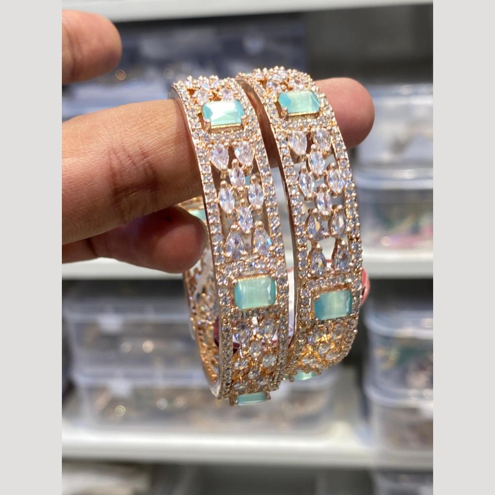 Hira Collections Glamorous American Diamond Premium Bangles Set