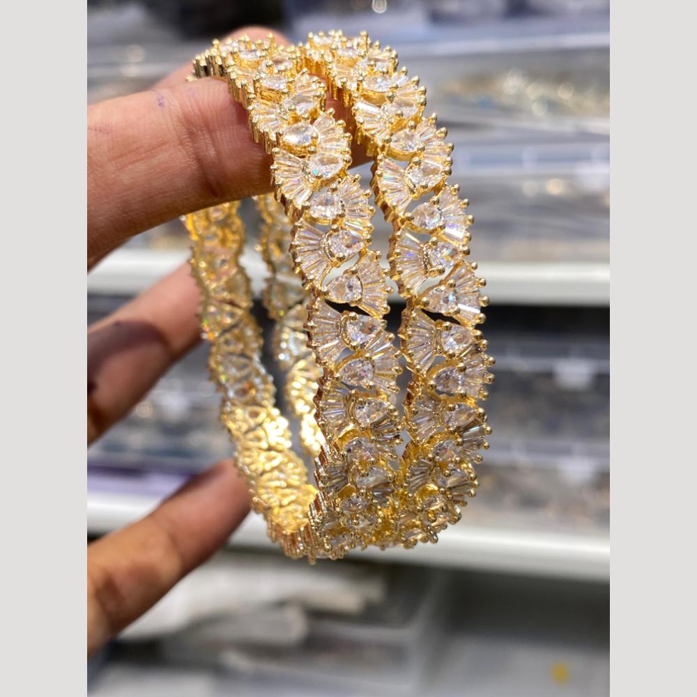 Hira Collections Glamorous American Diamond Premium Bangles Set