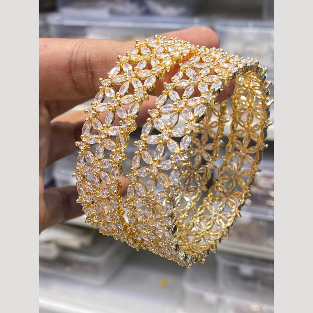 Hira Collections Glamorous American Diamond Premium Bangles Set