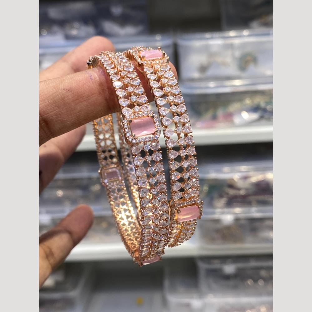 Hira Collections Glamorous American Diamond Premium Bangles Set