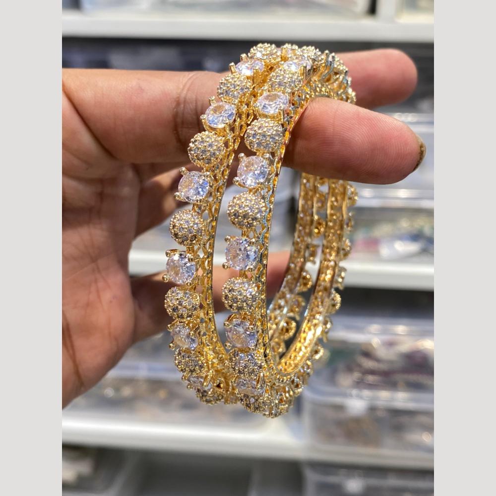 Hira Collections Glamorous American Diamond Premium Bangles Set