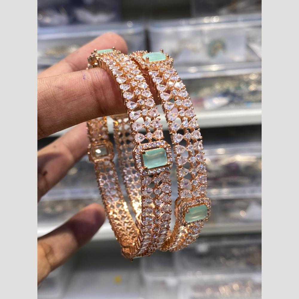 Hira Collections Glamorous American Diamond Premium Bangles Set