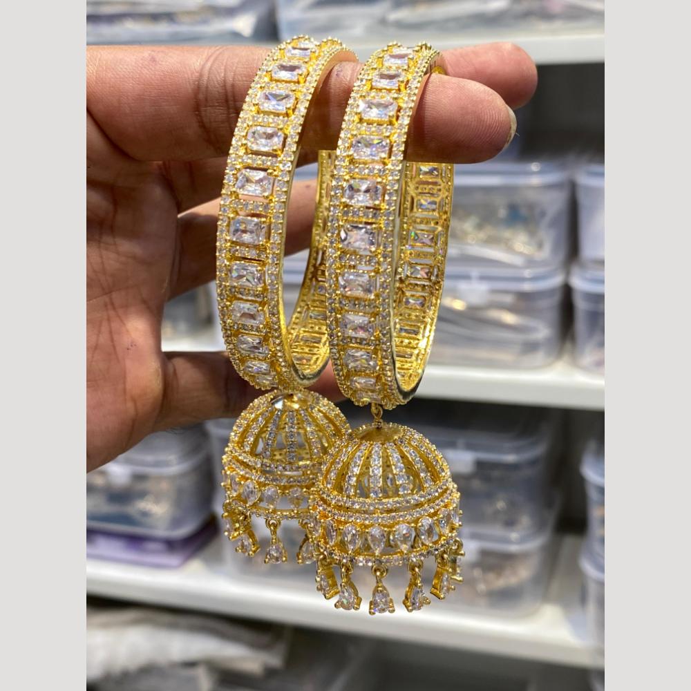 Hira Collections Glamorous American Diamond Premium Bangles Set