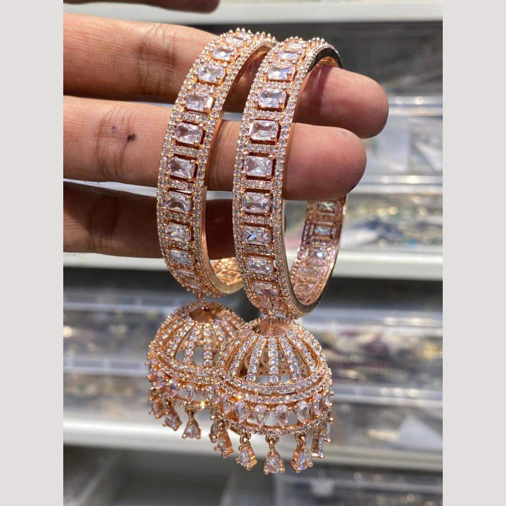 Hira Collections Glamorous American Diamond Premium Bangles Set